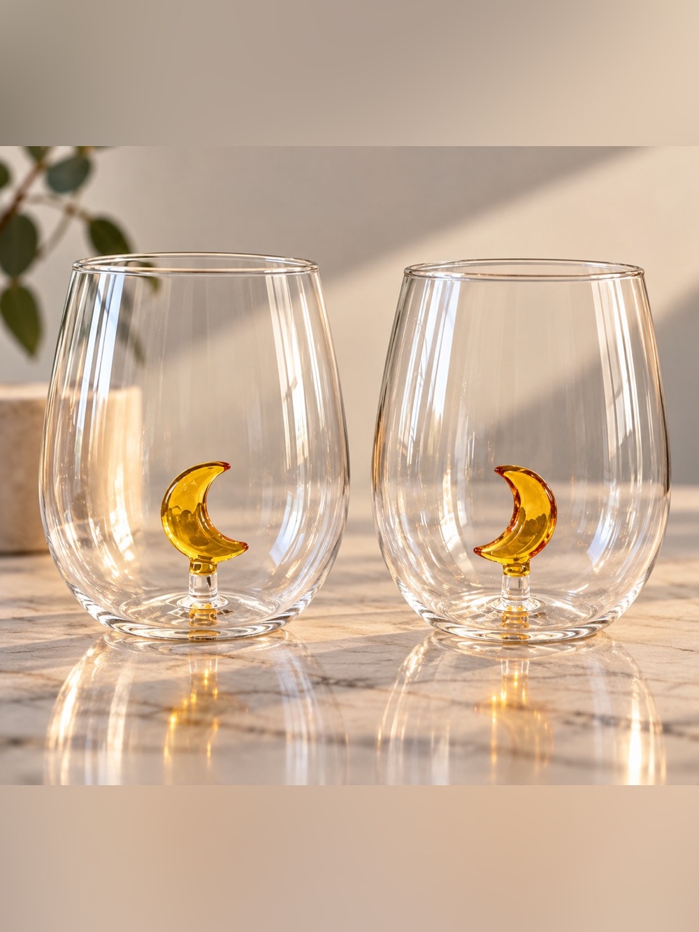 NEW SOLD OUT Anthropologie Eerie Stemless Wine Glass, Moon, Set of 2 🌙